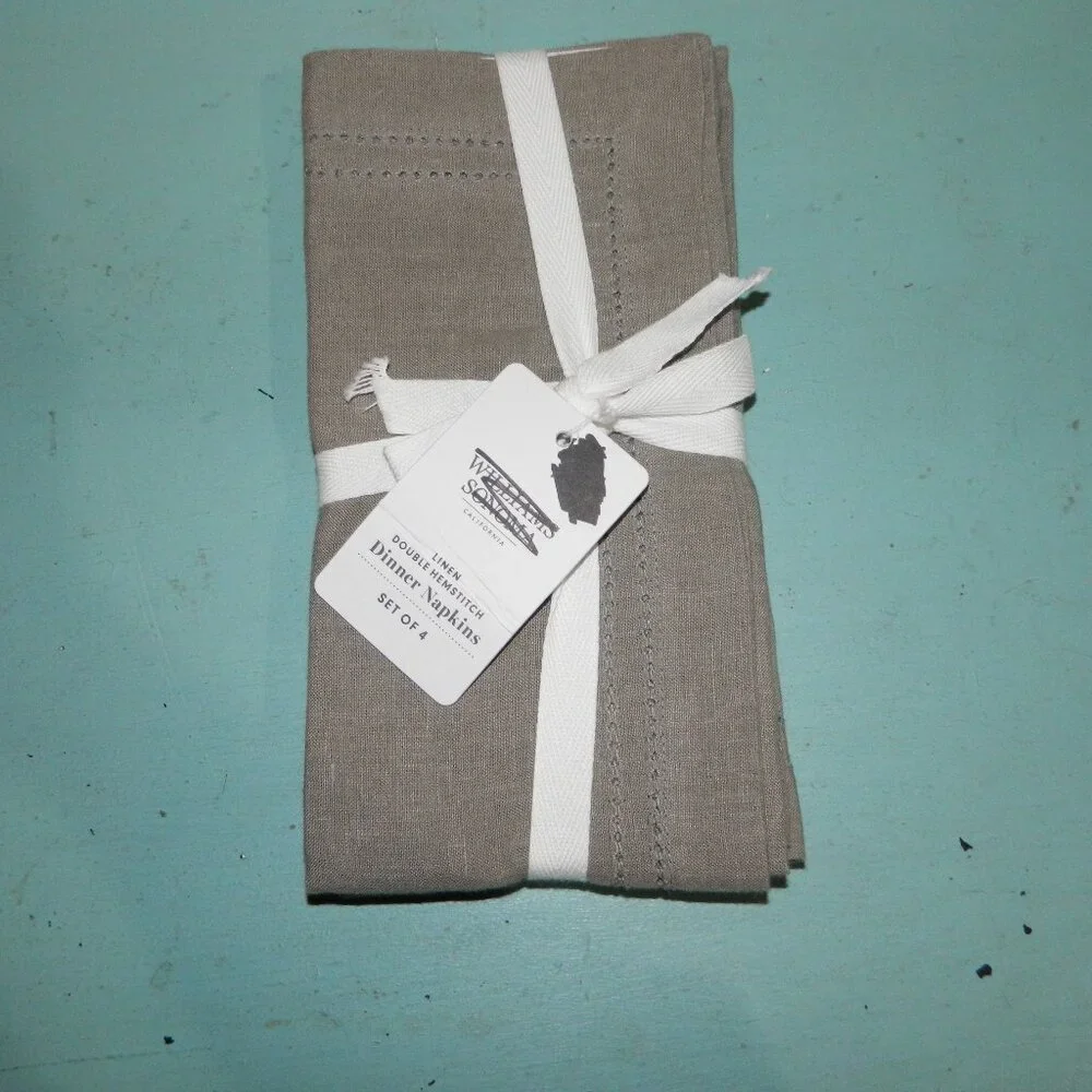 Williams Sonoma Linen Double Hemstitch Dinner Napkins Set of 4